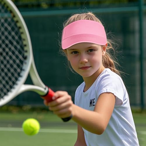 Adjustable Kids Sun Visor Hat - Pink Cotton Sports Cap