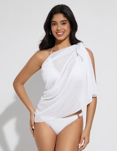 Chiffon Beach Sarong Wrap - Sheer Bikini Cover Up Skirt - White, X-Large