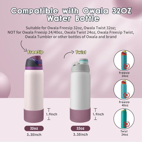 Silicone Water Bottle Boot - 2PCS Protective Sleeve for Owala 32oz - Mauve