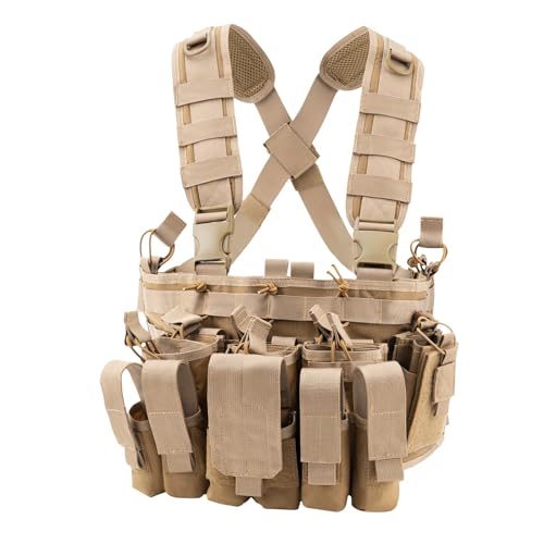 Modular Chest Rig with Removable Mag Pouches - Brown