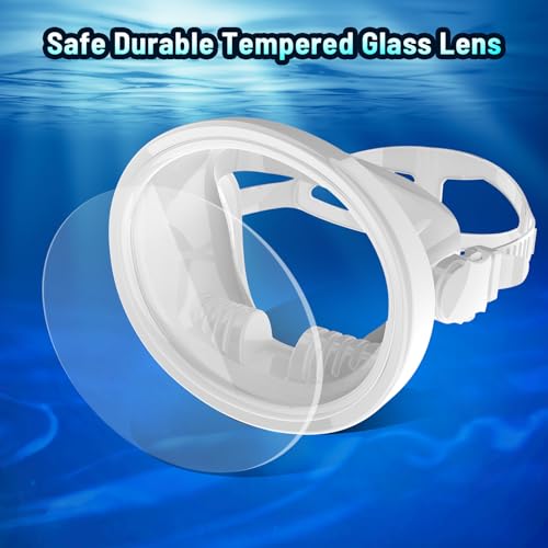 Jwintee White Diving Mask – Tempered Glass Panoramic Scuba Mask for Adults