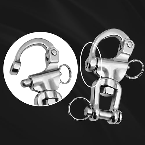 Laorde 2-3/4 Inch 316 Stainless Steel Swivel Eye Snap Shackle, Quick Release Marine Rigging (2 Pack)