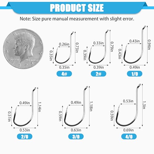 Offset Circle Fishing Hooks - 100pcs High Carbon Steel #4