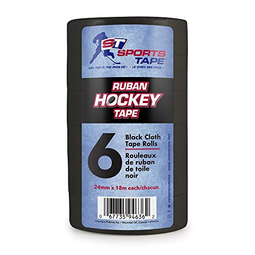 Pro-Grade Cloth Hockey Tape – 6-Pack, Black, 100% Cotton, Easy Tear