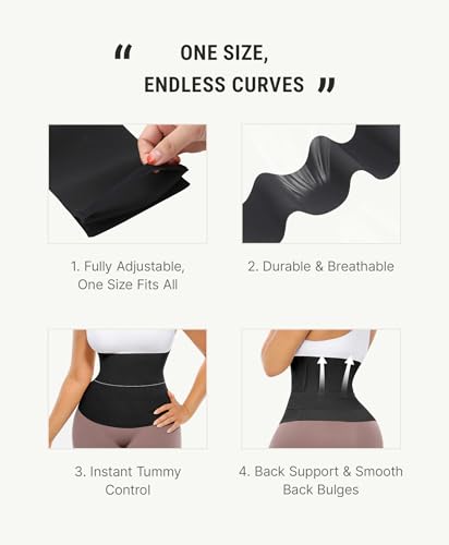 Waist Trainer for Women - Tummy Wrap Trimmer Belt - Black - One Size