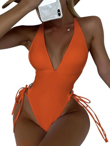 SKAYS One-Piece Swimsuit Women Medium Orange with Tummy Control