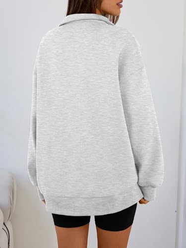 Women's Oversized Half-Zip Fleece Sweatshirt - Medium Grey