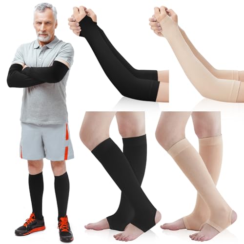 Zoooyawn Arm and Leg Protectors for Thin Skin - Beige & Black 4 Pairs