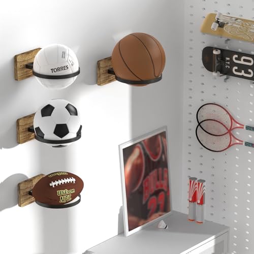 Wall Mount Ball Holder for Basketball, Football, Soccer & Volleyball