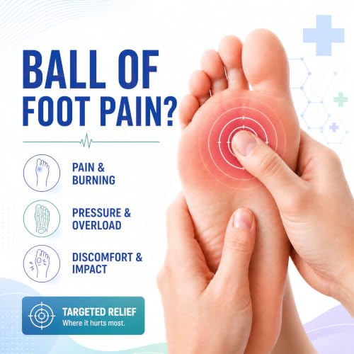 BENAYO Metatarsal Pads with Gel – Ball of Foot Cushion, Brown, Women 7-9 / Men 5-7