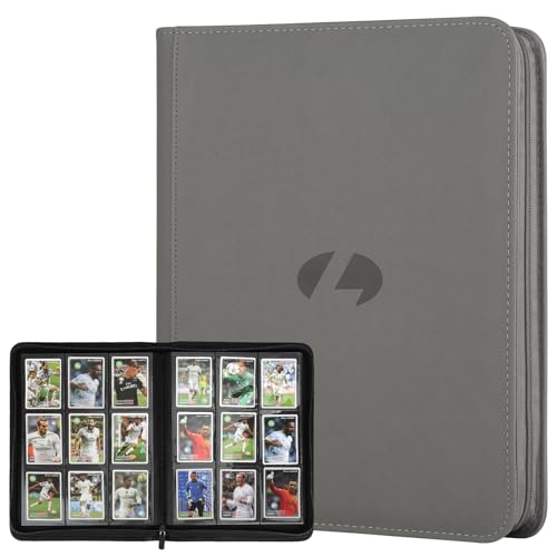 LUNNSHO Grey 9-Pocket Double-Sided Trading Card Binder, 540 Card Capacity, PU Album for MTG/TCG