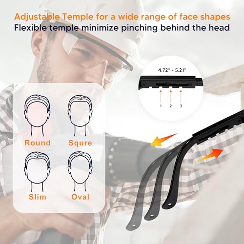 Clear Safety Glasses 12 PACK Safety Goggles Adjustable Temples Wide Vision, Impact Resistant UV Protection, Protective Eye Wear for Industrial Work, Laboratory, Woodworking