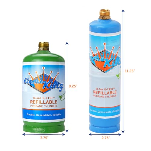Flame King 1LB Steel Blue Refillable Propane Cylinder Tank for Welding & Grilling