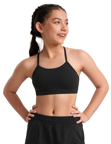Butterluxe Y-Back Sports Bra for Girls - Medium, Black