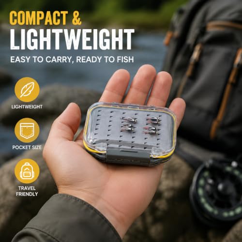 Waterproof Fly Box for Fly Fishing - Size A 4.24x3.04x1.36in