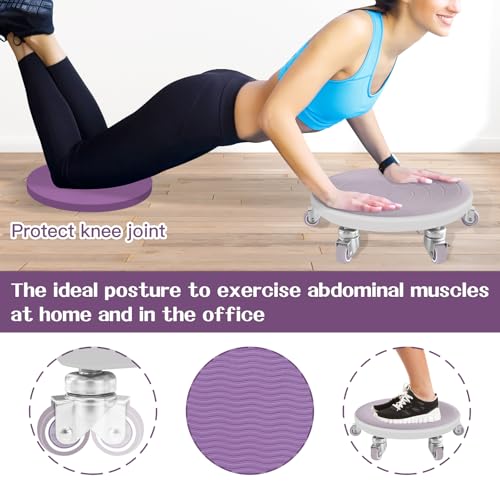 6 Wheel Ab Roller with Knee Pads - Purple Ab Exercise Equipment