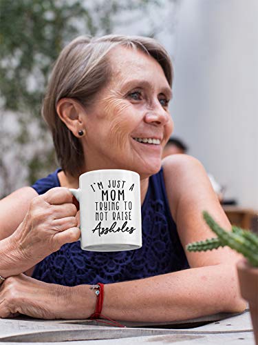 Funny Ceramic Coffee Mug - I'm Just a Mom - 11 oz Gift for Mom