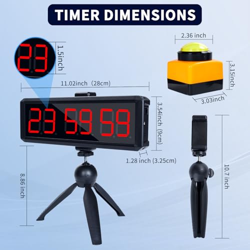 Digital Stopwatch Timer with LED Display and Remote Control - 1.5 Red