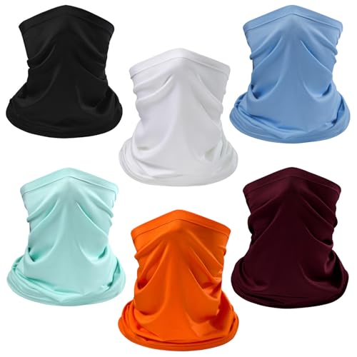 6-Pack UPF 50+ Neck Gaiter - Breathable UV Protection Face Mask