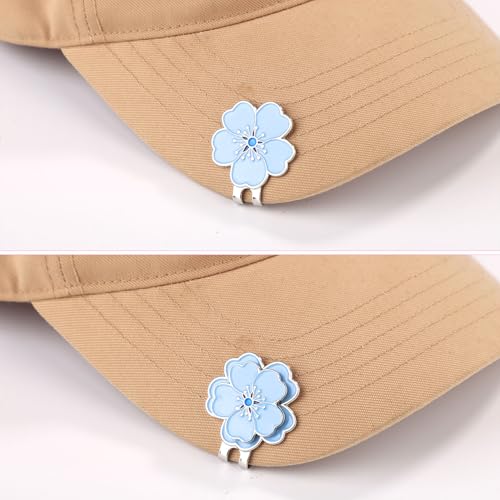 Magnetic Golf Ball Marker with Hat Clip - Blue Flower Design