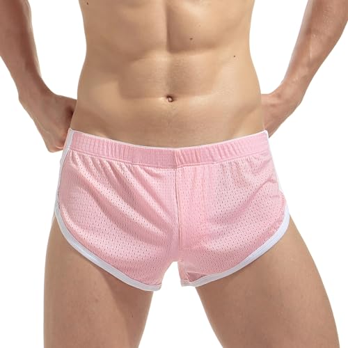 AIMPACT Pink Medium Mens Mesh Booty Shorts with Pouch Liner – Sleep & Lounge