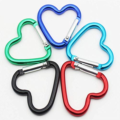 Heart Shaped Aluminum Alloy Keychain Clips - 10 Pcs Set