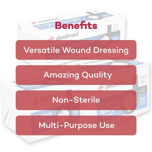 Non-Sterile Surgical Gauze Sponges - 2 in x 2 in, 8-Ply, 200 Count