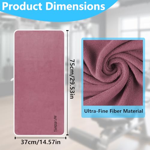 Microfiber Gym Towel Set - 14x30 Inch Quick Dry Sweat Towels - Blue & Pink