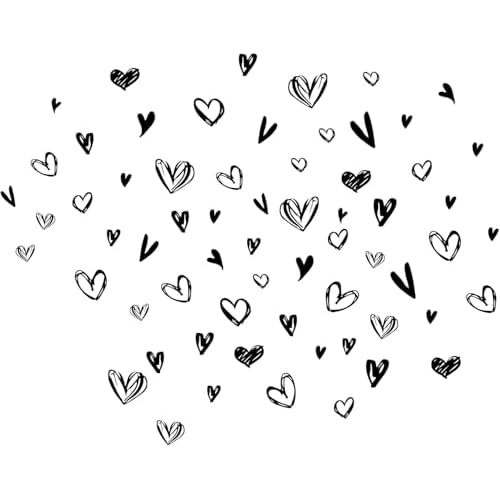 SUPERDANT 52 Pieces Loving Hearts Wall Stickers Black Love Vinyl Wall Decals Art Stickers Valentine's Day Heart for Baby Bedroom Murals Vinyl Decals Removable Nursery Kids Room DIY Decorations