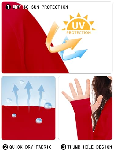 Kids Sun Shirt Rash Guard - Quick Dry Athletic Hoodie 11-12 Years / Red