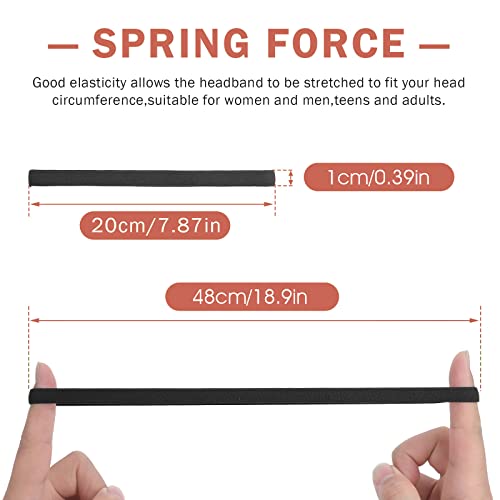 4-Pack Elastic Sport Headbands - Non-Slip Gray & Black