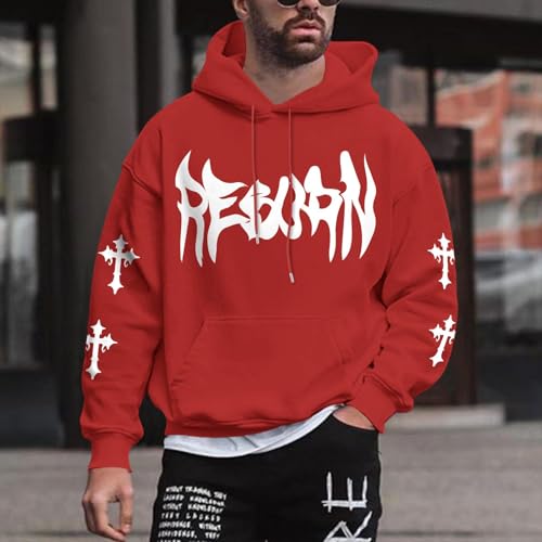 Vintage Religious Faith Hoodie - Jesus Cross Bible Verse - Red / Medium