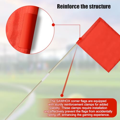 Soccer Corner Flags Set of 10 - 67-Inch Red Fiberglass Flags