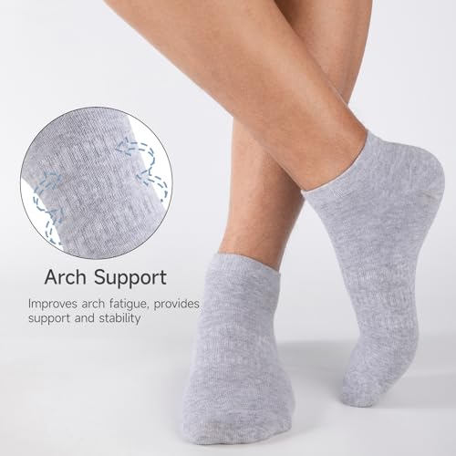 Mens Ankle Socks - Low Cut Cotton Running Socks, 8 Pairs in Black, White, Grey