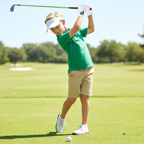Kids Golf Gloves Left-Hand Breathable Premium White Pink Size S (Palm 14.5cm) - Gritborn