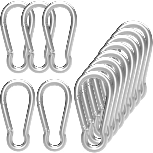 Heavy-Duty Carabiner Clip 1.96" Silver - 12 Pcs Quick Link Snap Hooks