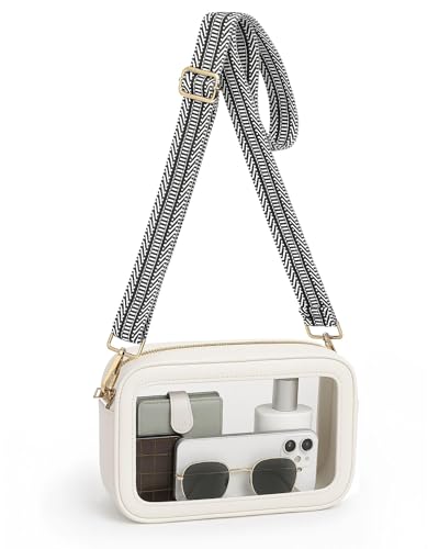 Clear Stadium Bag with Black and White Strap - Crossbody Purse