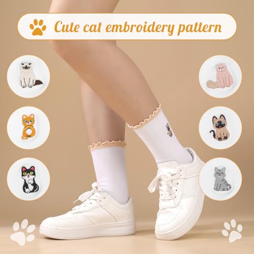 Cute Non-Slip Pilates Socks with Grips for Women - Ruffle Cute Animals