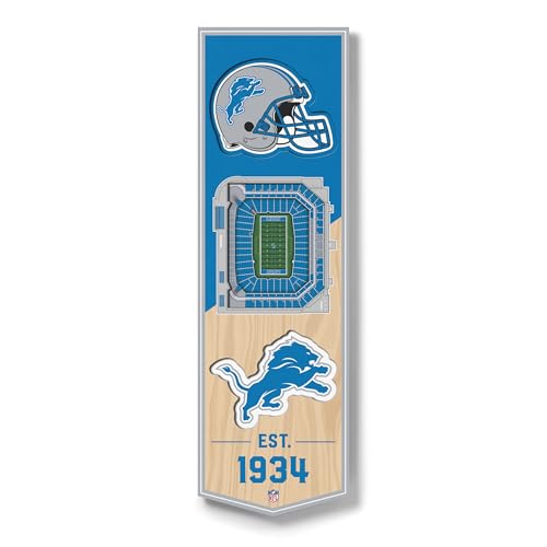 NFL 3D Stadium Banner - Detroit Lions - 6 x 19 Inches