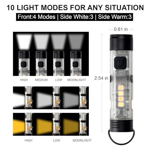 Mini Rechargeable EDC Keychain Flashlight with Magnetic Tail - Black