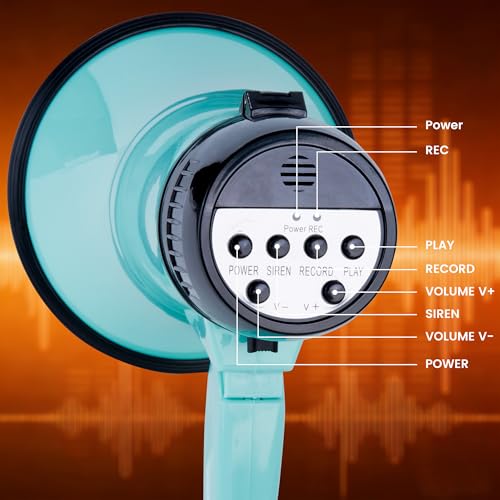 20 Watt Portable Megaphone with Siren & Recording - Light Green
