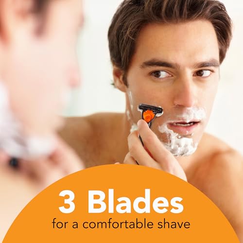 Comfort 3 Refillable Razor Set - 1 Handle & 6 Cartridges - Black/Orange