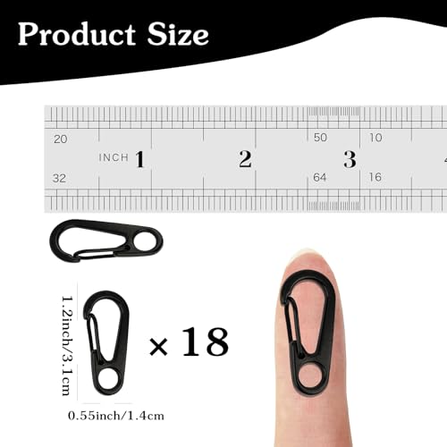 18-Piece Mini Carabiner Clips - 1.2-Inch Zinc Alloy Spring Snap Hooks