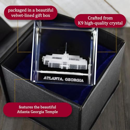 Elegant LDS Temple Crystal Cube Paperweight - Atlanta Georgia