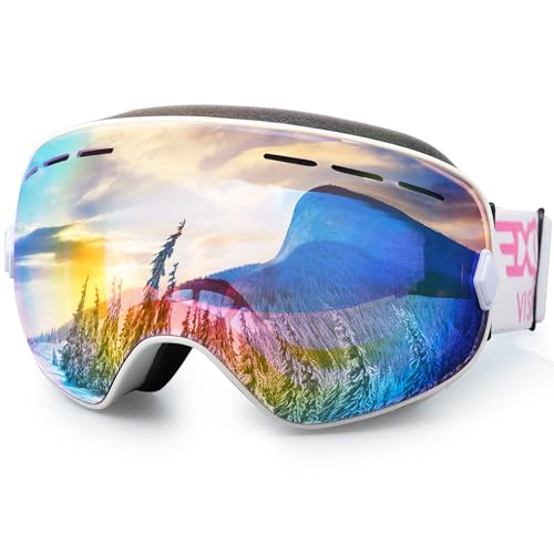 Snowboard Ski Goggles with Anti-Fog & Detachable Lens - Pink