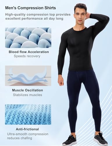 Men's Long Sleeve Compression Shirt - Black Large