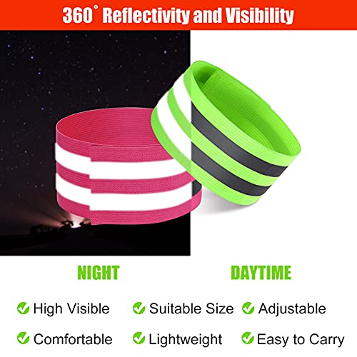 16-Piece Reflective Bands Set - High Visibility Safety Gear - Green & Pink