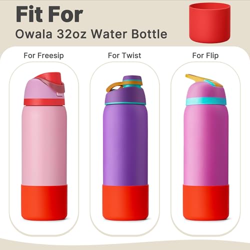 Silicone Boot for Owala 32oz Water Bottle - Red Anti-Slip Sleeve