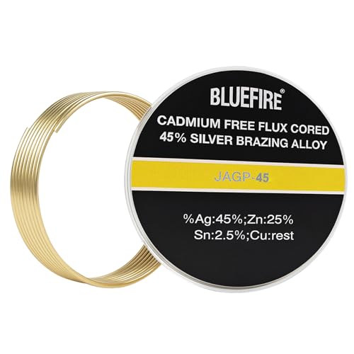 BLUEFIRE JAGP-45 Safety 45% Ag 1/16 Silver Low Temperature Solder Brazing Alloy Coil Easy Welding Rods Simple Soldering Coil for Brass Steel and Copper Brazing£¨No Flux£©