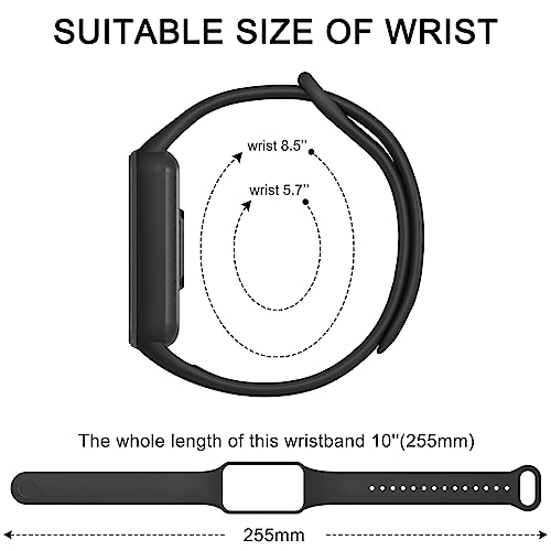Soft Silicone Sport Band for Fitness Tracker - Adjustable - Black
